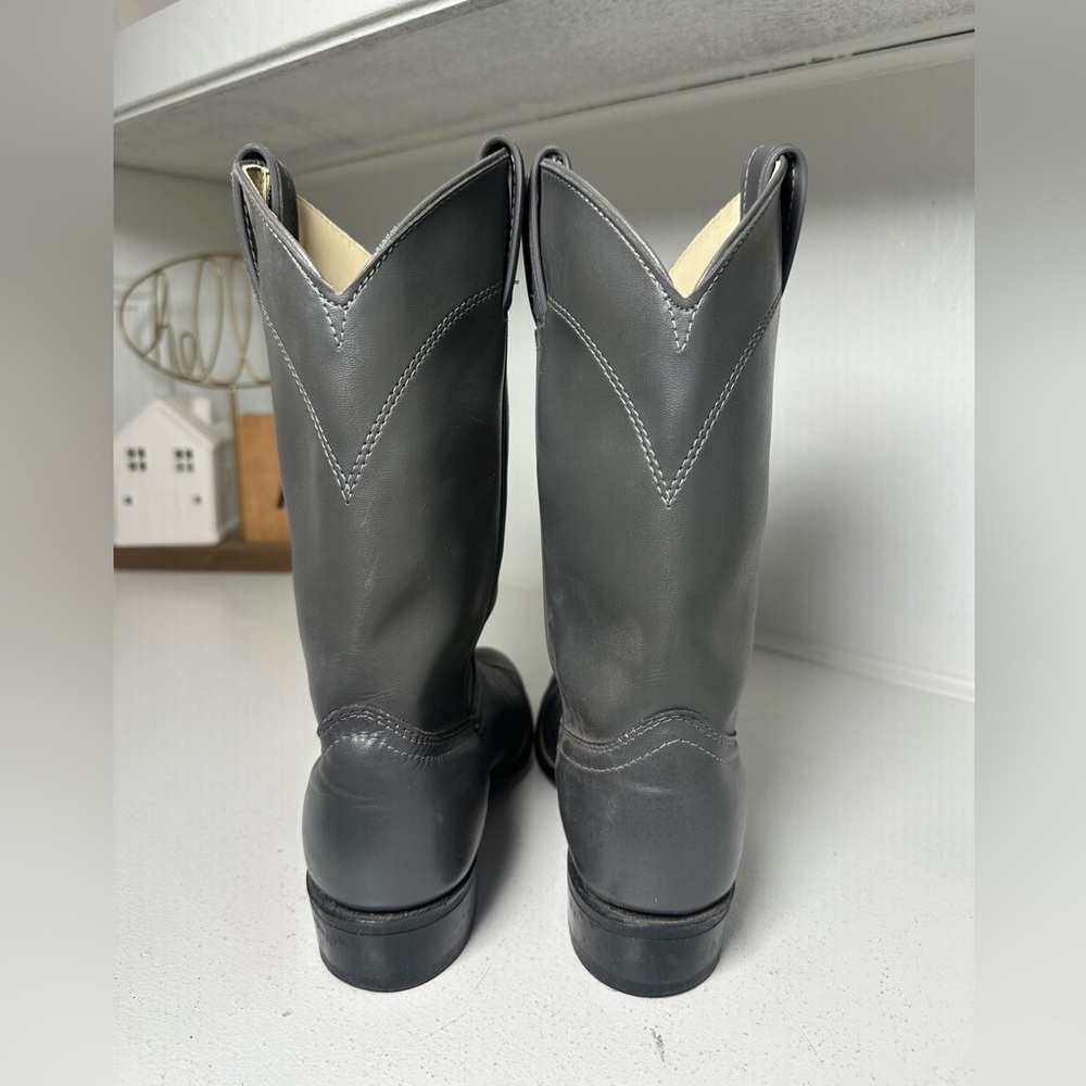 Vintage Laredo Roper Boots Women’s 6.5B Gray Leather Classic Western Roper USA - Picture 6 of 9